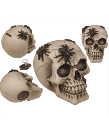 Hucha Calavera con arañas