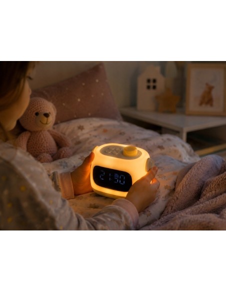 Lámpara led con reloj despertador