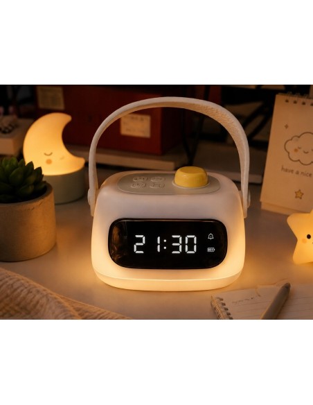 Lámpara led con reloj despertador