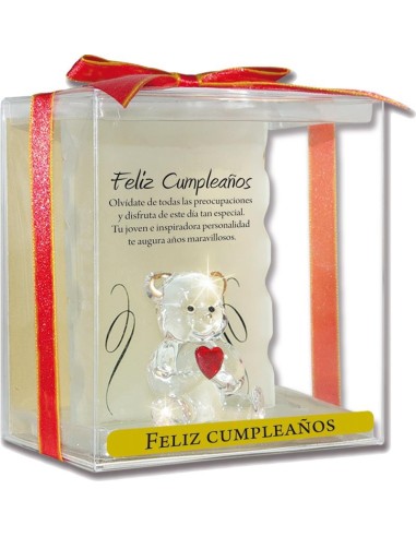 Oso de cristal "Feliz Cumpleaños"