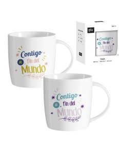 Taza original " contigo al fin del mundo "