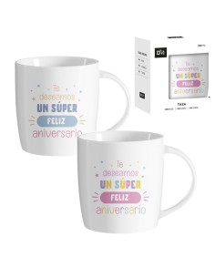 Taza de cumpleaños “Te deseamos un súper feliz aniversario”