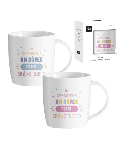 Taza de cumpleaños “Te deseamos un súper feliz aniversario”