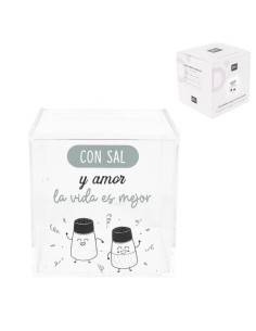 Salero Original Acrílico Transparente con Tapa – Diseño Divertido