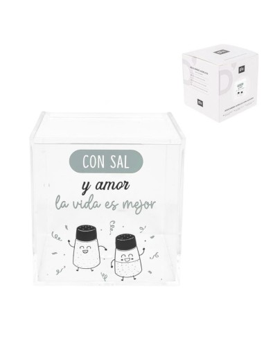 Salero Original Acrílico Transparente con Tapa – Diseño Divertido