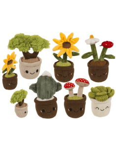 Peluches Kawaii de flores en macetas